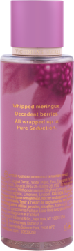 Victoria's Secret Pure Seduction Cashmere mgiełka, tył butelki z opisem nut: jagody, beza. Widoczne składniki.