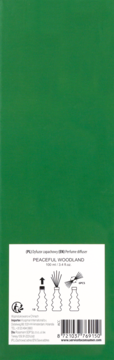 Tył zielonego opakowania dyfuzora zapachowego Peaceful Woodland 100ml z instrukcją, kodem kreskowym i danymi producenta.