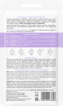 BIELENDA Collagen ,maska w płachcie, hydrożelowa, nawilżająco-ujędrniająca,tył