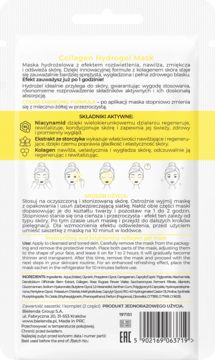 BIELENDA Collagen ,maska w płachcie, hydrożelowa, nawilżająco-rozświetlająca,tył