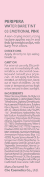 Tył opakowania Peripera Water Bare Tint 03 Emotional Pink z białym tekstem, instrukcjami i składnikami.