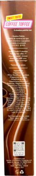 Tył opakowania J.Cat Beauty Sweet Tooth Coffee Toffee palety cieni, brązowe tło, widoczne napisy, składniki i kod QR.