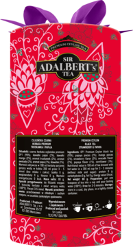 ADALBERT'S TEA ,herbata czarna, truskawka i papaja, liściasta, Miłość,tył