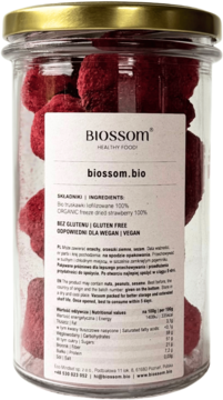 BIOSSOM ,owoce liofilizowane, Truskawki,tył