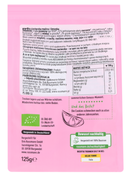 ENERBIO ,ciasteczka, Malina i Limonka,tył