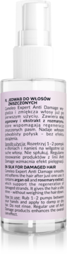 Jedwab Cameleo Expert Anti Damage do włosów zniszczonych, butelka z białym atomizerem i liliową etykietą, przód.