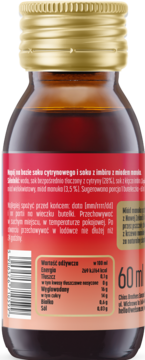 WELSOM Ginger Shot ,napój typu shot, Miód manuka, Cytryna,tył