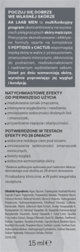 Tylne opakowanie męskiego kremu pod oczy AA LAAB Men, widoczny opis składników i objętość 15 ml.