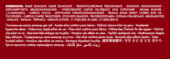 Biały tekst z listą składników i opisem produktu Pupa Milano Juicy Cherry na czerwonym tle opakowania.