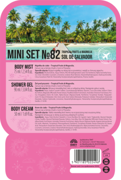 EXCLUSIVE COSMETICS Sol De Salvador No82,zestaw kosmetyków dla kobiet, mgiełka do ciała + żel pod prysznic + krem do ciała, Tropical Fruits & Magnolia,tył