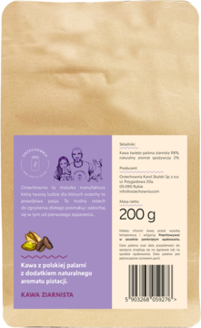 ORZECHOWNIA ,kawa ziarnista o smaku Pistracji, 100% Arabica,tył