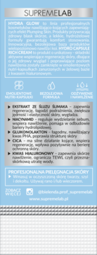 Krem Bielenda Supremelab Hydra Glow Hydro Capsule Rich Cream, tył opakowania z listą składników i instrukcjami.