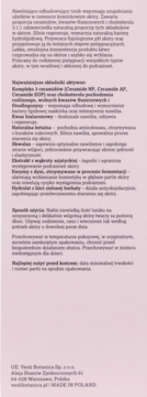 Tył etykiety toniku Veoli Botanica Build Me Up z listą składników i opisem produktu na różowym tle.