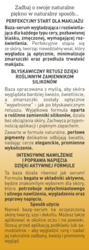Opis produktu: Wygładzająca baza-serum pod makijaż z roślinnymi zamiennikami silikonów, intensywnie nawilżająca, na gradientowym tle.