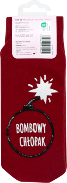 Eloy Skarpety męskie bombowy chłopak r. 40-45, czerwone, z grafiką bomby i białym napisem.