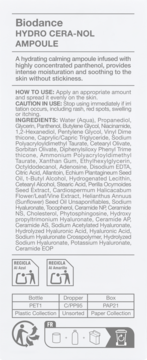BIODANCE Hydro Cera-Nol ,ampułka do twarzy, nawilżająca, kojąca, uspokajająca,tył
