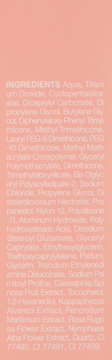 Lista składników podkładu TIRTIR Mask Fit All Cover Cushion 21C Cool Ivory, zbliżenie na tekst na opakowaniu.