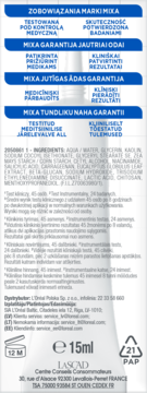 Tył białego opakowania Mixa Skoncentrowanej Pasty na Niedoskonałości 15ml, widoczny skład i ikony.