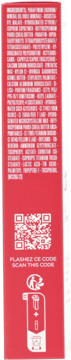 Opakowanie Clarins Lip Perfector Pomegranate Glow, bok z białym tekstem składników, QR code i ikonami recyklingu.