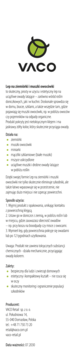 Biała karta produktu VACO: lep na ziemiórki i muszki owocówki, z zielonym logo i opisem.