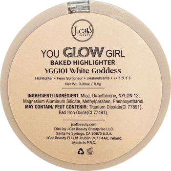 J.CAT BEAUTY You Glow Girl ,rozświetlacz do twarzy i ciała, nr 101 White Goddess,tył
