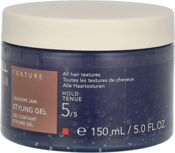 Granatowy żel do stylizacji Goldwell Stylesign Texture Lagoom Jam 150ml z beżową pokrywką, widok z przodu pod kątem.