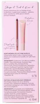 Zestaw Holiday Kisses: beżowo-różowa konturówka do ust Pink Nude 03 i błyszczący balsam na jasnym tle.