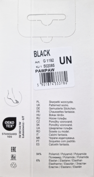 FIORE PawPaw ,skarpetki damskie z motywem Łapek, Black 20den, rozm. uniwersalny,tył