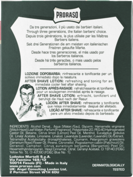 PRORASO Refreshing ,woda po goleniu, z Olejkiem Eukaliptusowym i Mentolem,tył