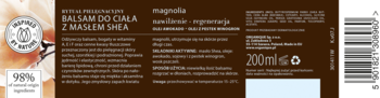 ORGANIQUE Care Ritual ,balsam do ciała, z masłem Shea, Magnolia,tył