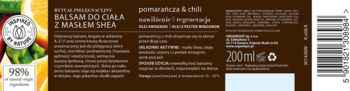 ORGANIQUE Care Ritual ,balsam do ciała, z masłem Shea, Orange&Chilli,tył