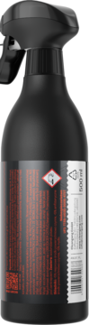 Tył czarnej butelki Cleangang Burny Bernie, środek do czyszczenia piekarnika z rozpylaczem, 600 ml, symbol zagrożenia.