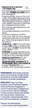 Tył sprayu Babydream na odparzenia z cynkiem, biała etykieta z listą składników i ostrzeżeniami.