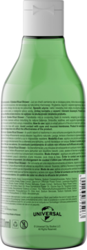 Tył butelki Elphabas Ritual Wash, zielony olejek pod prysznic 300ml z etykietą i logo Universal.