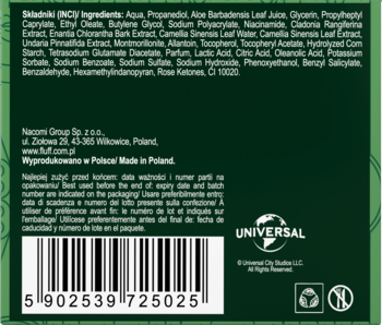 Tył ciemnozielonego opakowania Elphabas Detox Cream ze składnikami INCI, danymi producenta i kodem kreskowym.