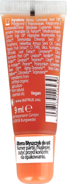 Tył pomarańczowego błyszczyka Alterra Papaya Lip Gloss 9ml z widoczną listą składników i polską etykietą.