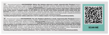 Etykieta serum NIACYNOMID 25% z opisem produktu PL/EN i kodem QR "SCAN ME" na turkusowym tle.