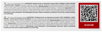 Ulotka z opisem kremu złuszczającego Cremobaza 50% i czerwonym kodem QR z napisem SCAN ME.
