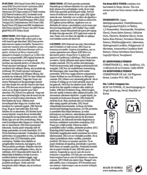 I'm From Rice Toner, tył butelki z etykietą zawierającą skład, instrukcje użycia i dane producenta.