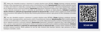 Ulotka informacyjna Retinobazy 17 000 w języku polskim z opisem działania i niebieskim QR kodem 'SCAN ME'.