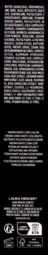 Tył czarnego opakowania Laura Mercier Tinted Moisturizer Oil Free, matujący krem BB, z listą składników.