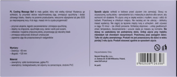 Tył lawendowego opakowania Cooling Massage Roll-on, z polskim tekstem, kodem kreskowym i symbolami recyklingu.