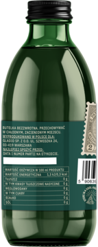 Tył zielonej szklanej butelki Jungle cola 0 cukru 330ml z etykietą i wartościami odżywczymi.