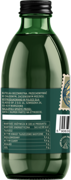 Tylna etykieta zielonej butelki Jungle Cola Vanilia 330ml z informacjami o wartościach odżywczych.