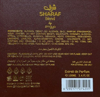 ZIMAYA Sharaf Blend,woda perfumowana unisex,tył