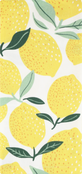 Powtarzalny wzór z żółtymi cytrynami i zielonymi liśćmi na białym tle. Stylizowana grafika.