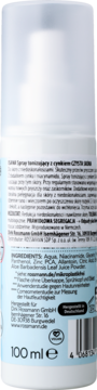 Tył białej butelki Isana Anti-Pickel Zink Toner Spray 100ml. Tonik z cynkiem, widoczne składniki.