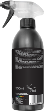 Czarna butelka 500ml ze spryskiwaczem, tył z etykietą i tekstem, do kamienia, pomników, nagrobków.