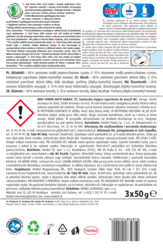 Tył opakowania Bref Power Aktiv, środek do czyszczenia WC, z informacjami o składnikach i kodem EAN.