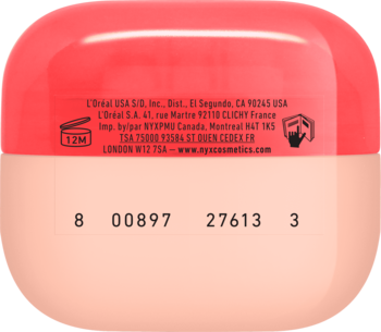 Tył pudru wygładzającego NYX Wonder Snatch Apricot Attitude, z informacjami producenta i numerem partii.